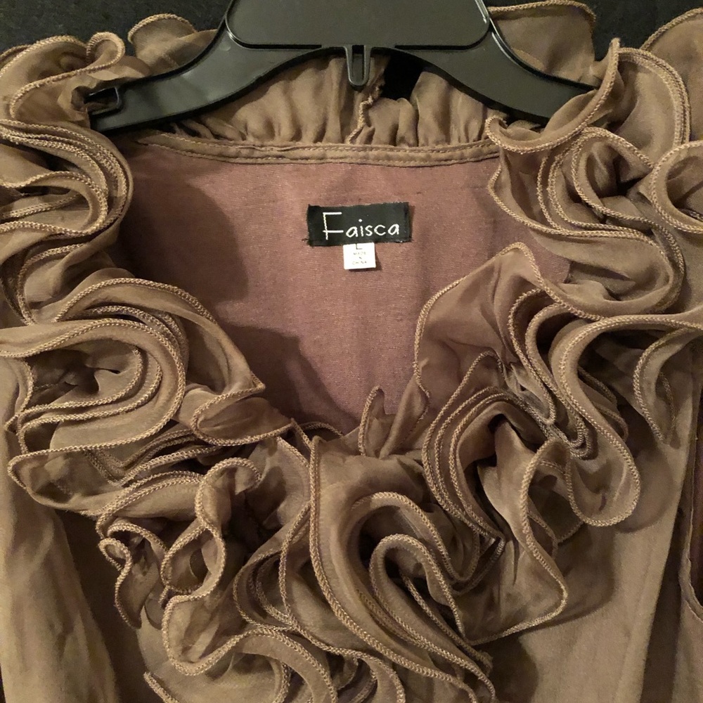 Fiasca Rose High Collar Hunter Green Top Size L - Picture 6 of 8